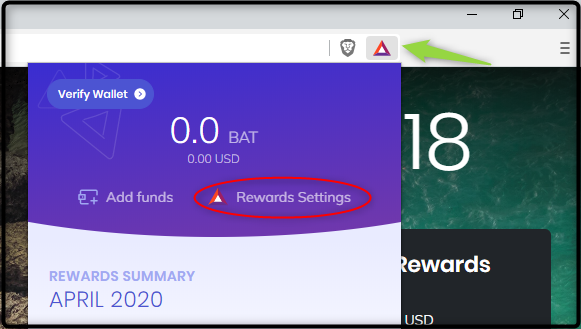 Reward settings - Brave ads